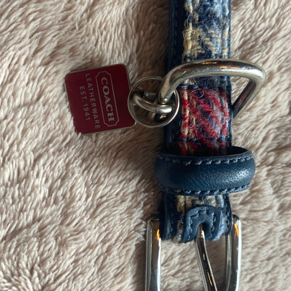 Adorable Coach blue & cream, blue leather trim
